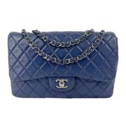 Pre-owned Leather shoulder-bags Chanel Vintage , Blue , Dames