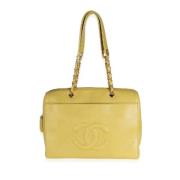 Pre-owned Leather totes Chanel Vintage , Yellow , Dames