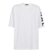 Oversized eco-ontworpen katoenen T-shirt met logoprint Balmain , White...