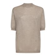 Beige Cashmere Short-Sleeved Sweater Bottega Veneta , Beige , Dames