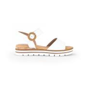 Witte Leren Comfort Sandalen Gabor , White , Dames