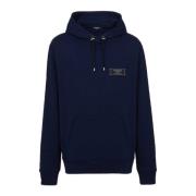 Logo Patch Hoodie Zwart Katoen Balmain , Blue , Heren