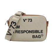 Zwarte Schoudertas met Ritssluiting V73 , Beige , Dames