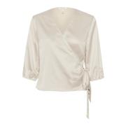 Elegante Wrap Blouse Havermeel Part Two , Beige , Dames