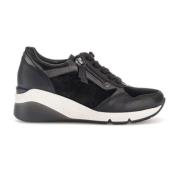 Zwarte Leren Sneaker Comfort Mode Gabor , Black , Dames