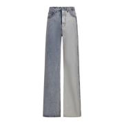 Blauwe Two-Tone Flared Leg Jeans MM6 Maison Margiela , Blue , Dames