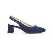 Fluwelen Leren Marine Slingback Schoenen Gabor , Blue , Dames