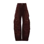 Denim Cargo Broek met Logo Knopen The Attico , Red , Dames