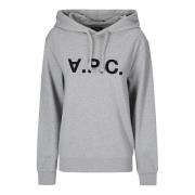 Grijze Hoodie met Fluwelen Logo A.p.c. , Gray , Dames