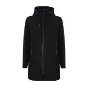 Blauwe Wollen Parka met Capuchon Herno , Blue , Heren