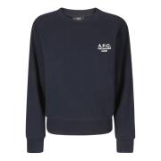 Blauwe Boxy Fit Sweatshirt met Geborduurd Logo A.p.c. , Blue , Dames