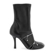 Peep Enkellaarzen met Ritsdetail Burberry , Black , Dames