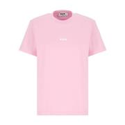 Roze Katoenen T-shirt Ronde Hals Logo Msgm , Pink , Dames