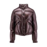 Gewatteerde nylon jas met verborgen capuchon Moncler , Brown , Dames