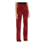 Geruite wollen broek recht model Burberry , Red , Dames