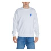 Wit Langemouw Ronde Hals Sweatshirt Replay , White , Heren