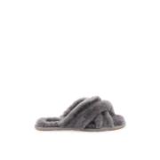 Schapenvacht Kruisband Slides UGG , Gray , Dames