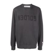 Logo Print Crew Neck Sweater Golden Goose , Gray , Heren