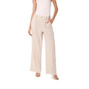 Beige Wide Pleated Chino Broek Mason's , Beige , Dames