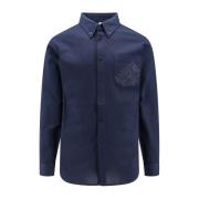 Logo Frontal Cotton Shirt Berluti , Blue , Heren