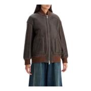 Shearling Bomber Jacket met Ribgebreide Manchetten Blancha , Brown , D...