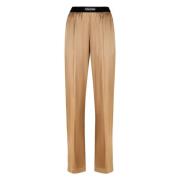 Zijden broek met fluwelen inzetstuk Tom Ford , Brown , Dames