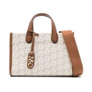 Beige Leren Empire Logo Tas Michael Kors , Beige , Dames