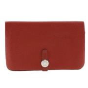 Pre-owned Leather wallets Hermès Vintage , Red , Dames