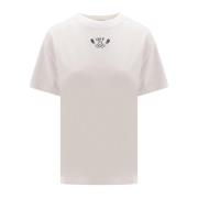 Wit Crew-neck T-shirt met pijllogo Off White , White , Dames