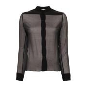 Zijden Chiffon Zwarte Blouse Chloé , Black , Dames