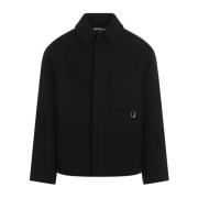 Zwarte Wolmix Stijlvolle Jas Jacquemus , Black , Heren