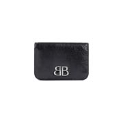 Zwart Leren Creditcardhouder Balenciaga , Black , Dames