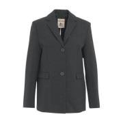 Grijze Blazer met Achtersplit Aw24 Semicouture , Gray , Dames