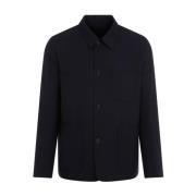 Navy Blauw Wollen Jas PS By Paul Smith , Blue , Heren