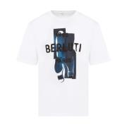 Wit Logo Print T-Shirt Berluti , White , Heren