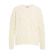 Witte Geperforeerde Gebreide Trui Aw24 Mauro Grifoni , Beige , Dames