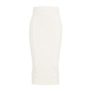 Witte Kabel Gebreide Tube Rok Kaos , White , Dames