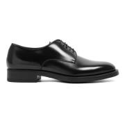 Zwarte Leren Loafer Schoenen Giorgio Armani , Black , Heren