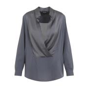 Blauwe Zijden Blouse Elegant Dameskleding Giorgio Armani , Blue , Dame...