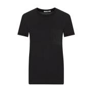 Zwarte Katoenen T-Shirt met Zak Max Mara , Black , Dames