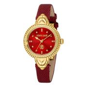 Analoge Leren Horloge Roestvrij Staal Roberto Cavalli , Red , Dames