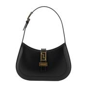 Zwarte Hobo Tas met Verstelbare Schouderband Versace , Black , Dames