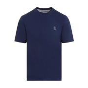 Blauw Katoenen T-shirt Casual Stijl Brunello Cucinelli , Blue , Heren