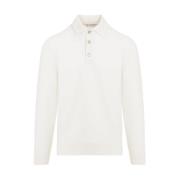 Witte Cashmere Gebreide Polo Sweater Brunello Cucinelli , White , Here...