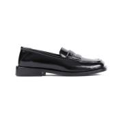 Zwarte Leren Loafers met Asymmetrische Neus The Attico , Black , Dames