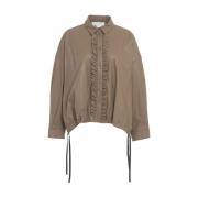 Bruine Eco Leren Blouse Aw24 8PM , Beige , Dames