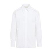 Witte Katoenen Overhemd Verhoog Stijl Saint Laurent , White , Heren