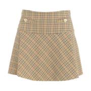 Beige Check Flared Mini Skirt Aw24 Semicouture , Beige , Dames