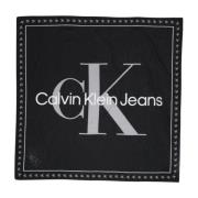 Organisch Katoen Logo Sjaal Collectie Calvin Klein , Black , Dames