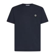 Blauw Katoenen T-shirt met Logo Patch Stone Island , Blue , Heren